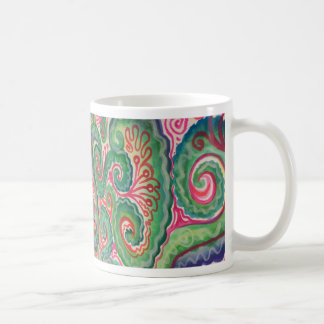 Caneca De Café Aguarela lunática: Rosa e verde-claro