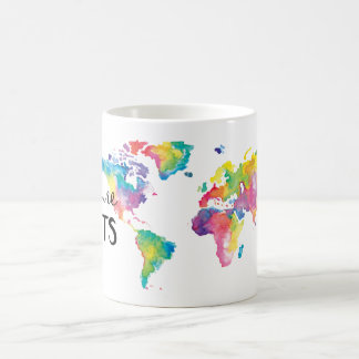 Caneca De Café Aguarela que meu mundo por Moda ilustrou