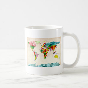 Caneca De Café Aguarelas do mapa do mundo
