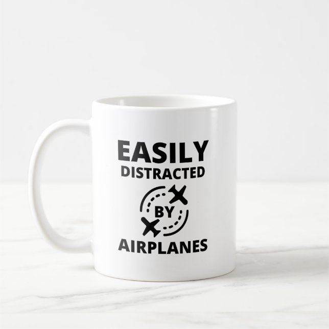 Caneca De Café Águas facilmente distraídas por aviões engraçados (Esquerda)