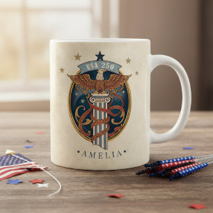 Caneca De Café Águia Americana EUA 250 Motivo Art Nouveau ID1304