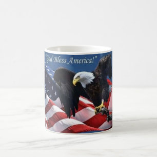 Caneca De Café Águia Americana Patriótica Deus Abençoa a América
