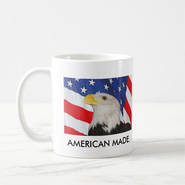 Caneca De Café Águia americana patriótica e bandeira americana (Esquerda)