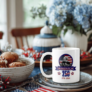 Caneca De Café Águia Americana Patriótica Feliz 250º Aniversário