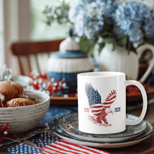 Caneca De Café Águia Americana Patriótica Feliz 250º Aniversário