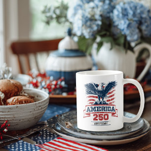 Caneca De Café Águia Americana Patriótica Feliz 250º Aniversário