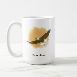Caneca De Café Águia Americana Personalizada com Fundo Laranja