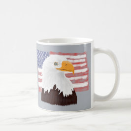 Caneca De Café Águia Bald Americana e Bandeira - transparente nas