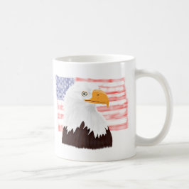 Caneca De Café Águia Balda Americana e Bandeira - branco transpar