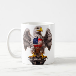 Caneca De Café Águia Balda Patriótica com Emblema de Bandeira Ame