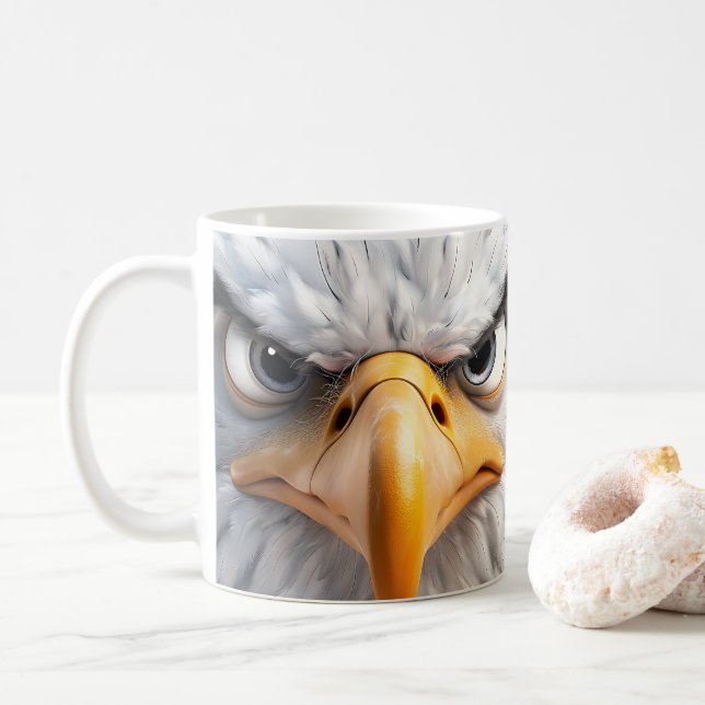 Caneca De Café Águia Balda Sarcástica Face Mug (Com Donut)