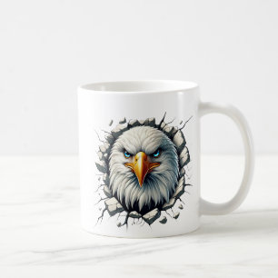 Caneca De Café Águia Cálida De Ferro Quebrando Pela Parede