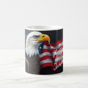 Caneca De Café Águia-careca com a Bandeira Americana Arte de 4 de