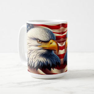 Caneca De Café Águia-careca Ilustrando Patriotismo Americano