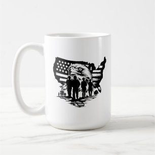Caneca De Café Águia com bandeira e soldado americanos