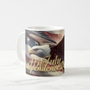 Caneca De Café Águia de 4 de Julho com Bandeira Americana