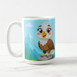 Caneca De Café Águia de desenho animado sobre rocha – Personagem 