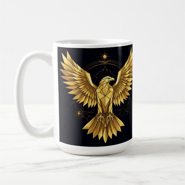 Caneca De Café Águia Geométrica Dourada (Esquerda)