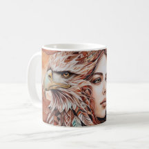 Águia - Mulher - Lobo - arte aquarela 1 - Fã Diver