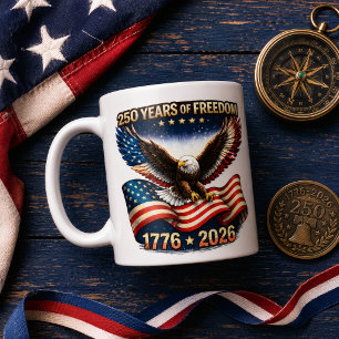 Caneca De Café águia patriótica dos 250 anos de liberdade america