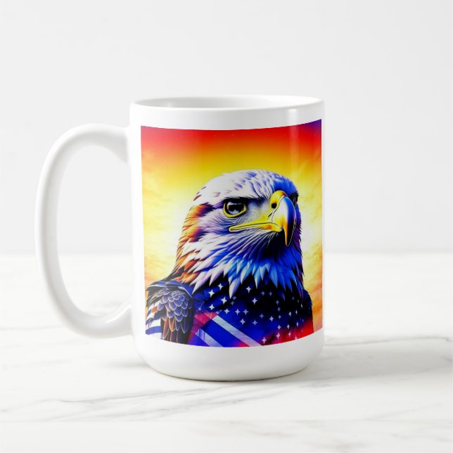Caneca De Café Águia Patriótica e Bandeira Americana Personalizad (Esquerda)
