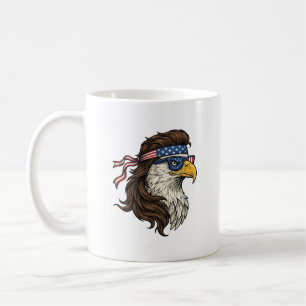 Caneca De Café Águia Patriótica Mullet Gravação Vintage Vetor De