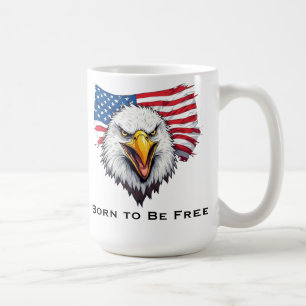 Caneca De Café Águia Patriótica Nascida para Ser Livre, Bandeira 