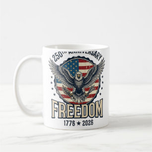 Caneca De Café Águia Patriótica Vintage do 250º Aniversário da Li