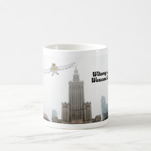 Caneca De Café Águia polonesa branca diz Bem-vindo a Varsóvia. Wi