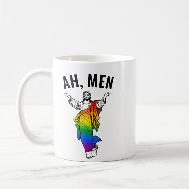 Caneca De Café Ah Homens - Meme Engraçado de Jesus (Esquerda)