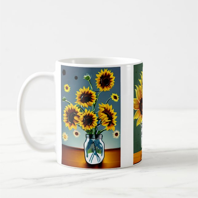 Caneca De Café Ai Gera Girassóis em Vases (Esquerda)