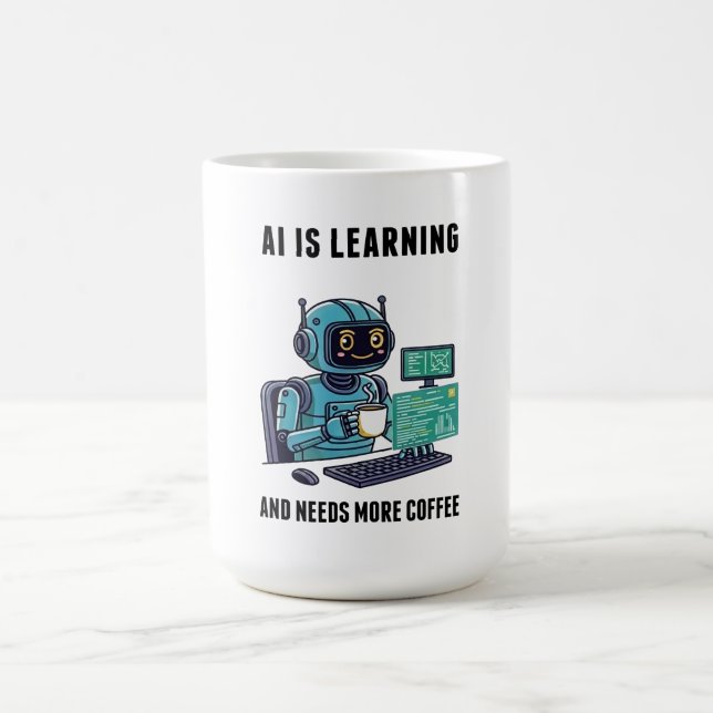 Caneca De Café AI Learning Needs More Coffee (Centro)