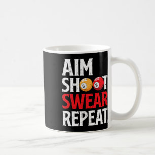 Caneca De Café Aim Shoot Swear Repetir Jogador de Piscinas Engraç