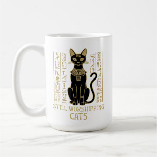 Caneca De Café Ainda Adorando Gatos – Hieróglifo de Gato Egípcio