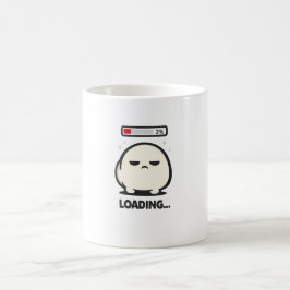 Caneca De Café Ainda Carregando 3% - Arte Divertida de Personagem