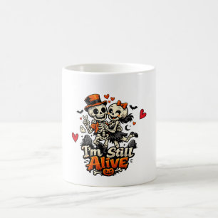 Caneca De Café Ainda Estou Vivo Casal de Esqueleto Engraçado