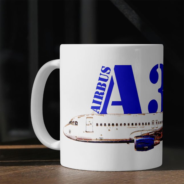 Caneca De Café Airbus a320 Desenho de aquarela de avião (Airbus a320 Airplane Watercolor drawing. Coffee Mug)