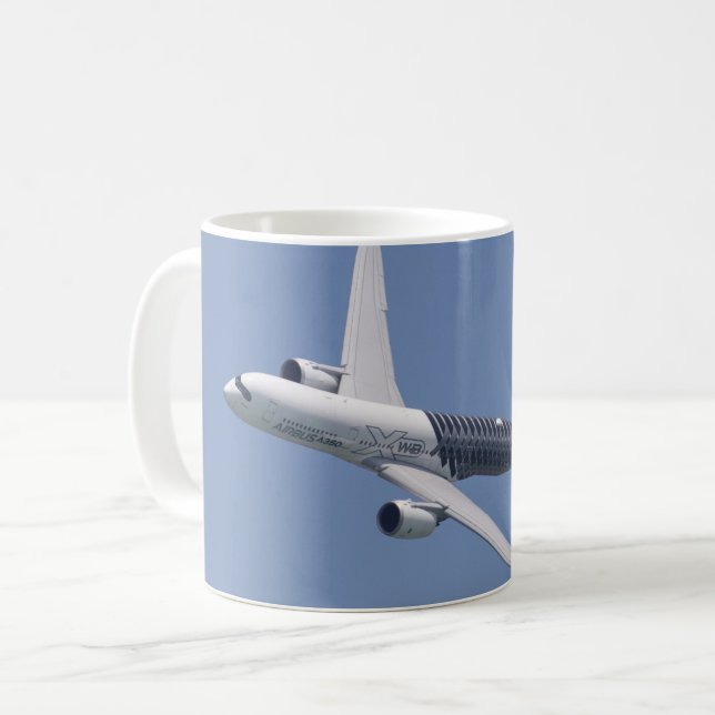 Caneca De Café Airbus A350 Em Voo (Frente Esquerda)