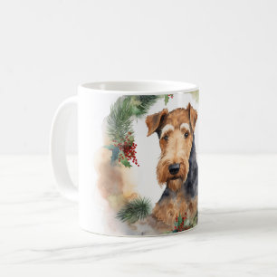 Caneca De Café Airedale Festivo Fretal Da Fome De Natal