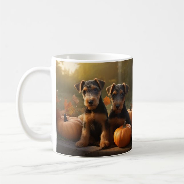 Caneca De Café Airedale Puppy Autumn Delight Pumpkin (Esquerda)