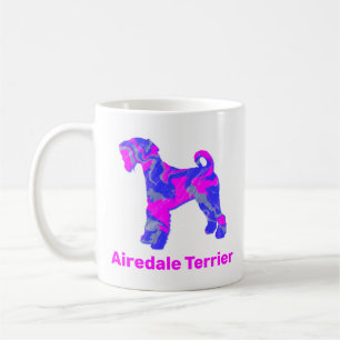 Caneca De Café Airedale Terrier Dog Rosa Quente em Azul