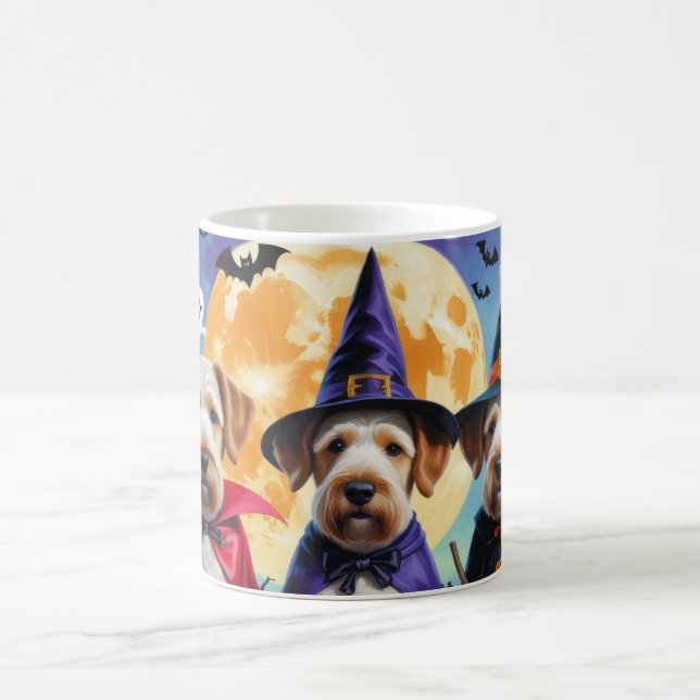 Caneca De Café Airedale Terrier Dogs Pumpkin Halloween Engraçado (Centro)