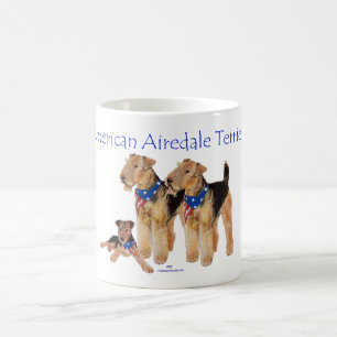 Caneca De Café Airedale Terriers Bandeira Americana