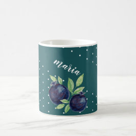 Caneca De Café Airelas brancas, com pintura manual por aquarela