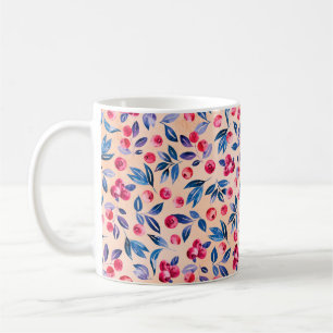 Caneca De Café Airelas e folhas, amoras e berços silvestres, de 