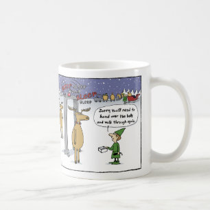 Caneca De Café Airline Sleigh Security Cartoon Engraçado Natal