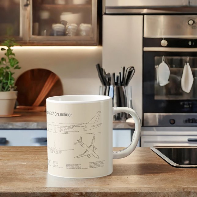 Caneca De Café Airliner 787 - Planos de desenho de projeto de avi (Criador carregado)