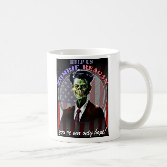 Caneca De Café Ajude-nos zombi Reagan! (Direita)