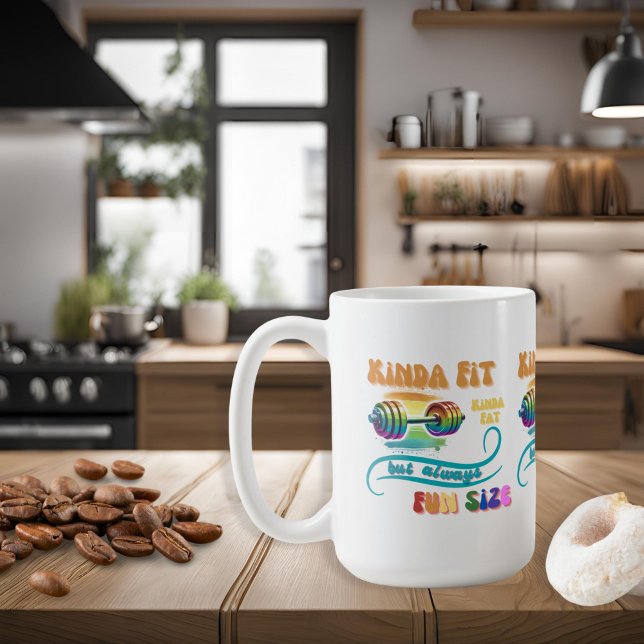 Caneca De Café Ajustado Engraçado Malhação Gym Arco Arco-Íris Caf (Foodie meets Fitness Kinda Fat Always Fun Size Coffee Mug )