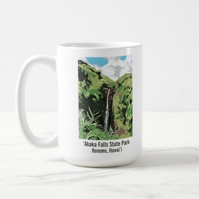 Caneca De Café Akaka Falls Hawaii Waterfall Tropical Landscape  (Esquerda)
